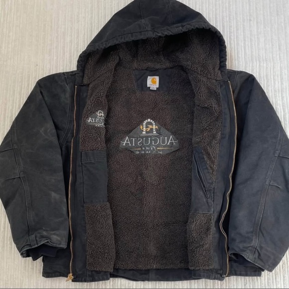 Carharrt J141 Duck Canvas Sherpa Lined Hooded Active Jacket - Picture 2 of 5